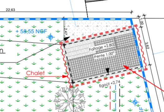 le chalet tel qu'il apparait sur le plan du permis de construire